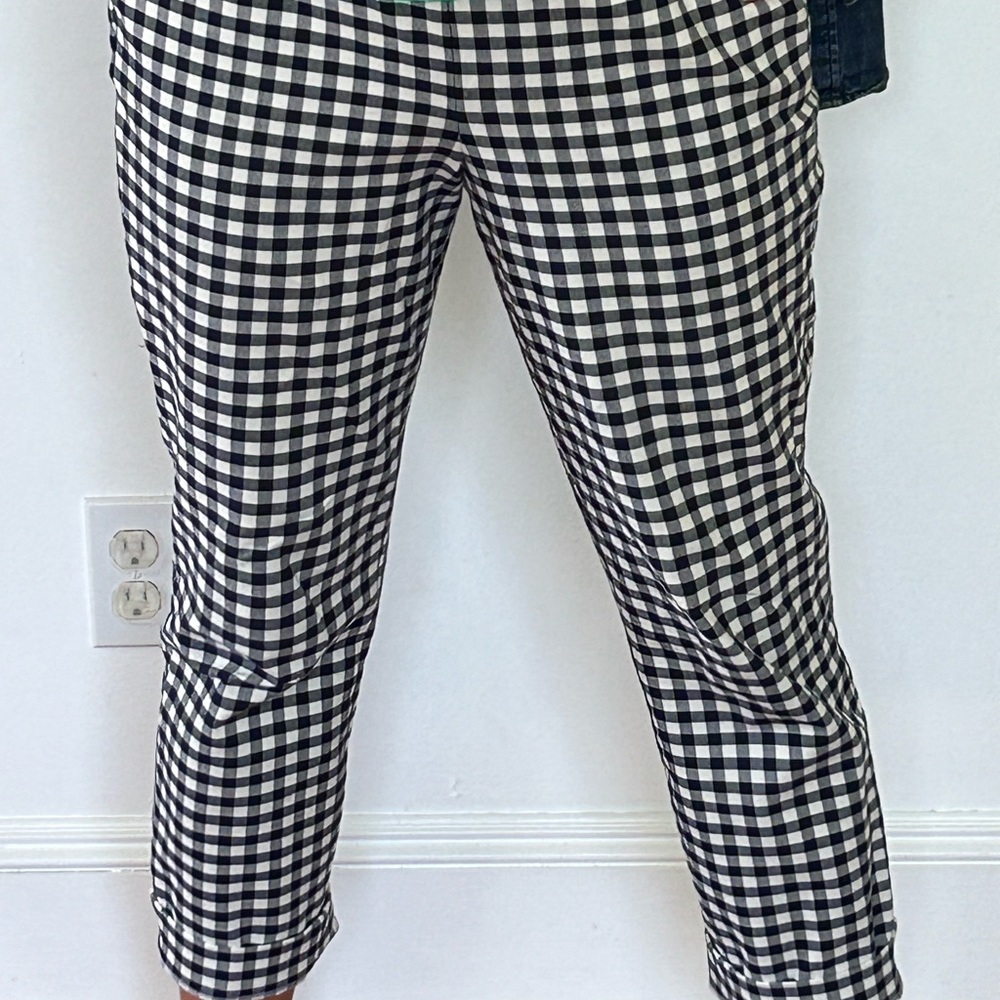 J. Crew women’s navy/cream gingham “Martie” pants size 8